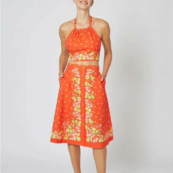 Rachel Antonoff Tali Skirt Strawberries Border Berries NWOT - Picture 2 of 4